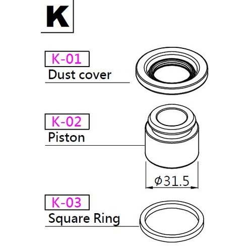 K-Sport brake piston sealing ring for 31.5 mm brake pistons (square ring) [from 2011]